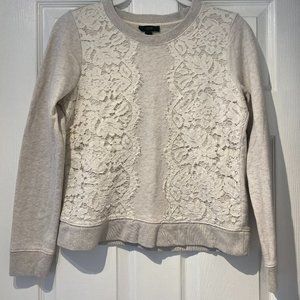 J. Crew Oatmeal and Lace Sweater, Size Small